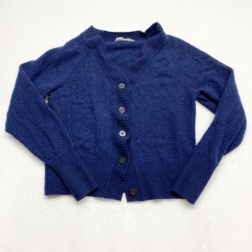 Everlane‎ Recycled Cashmere Wool Cardigan Womens Size S Navy Blue Cropped V-Neck